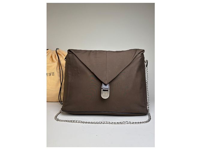 Vintage Loewe Bifold Wallet Nylon Leather Dark Brown Silver Braun - Ansicht 13
