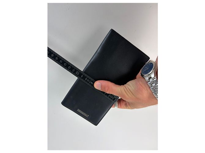 Vintage Dior Smooth Leather Bifold Wallet Black Silver - view 10