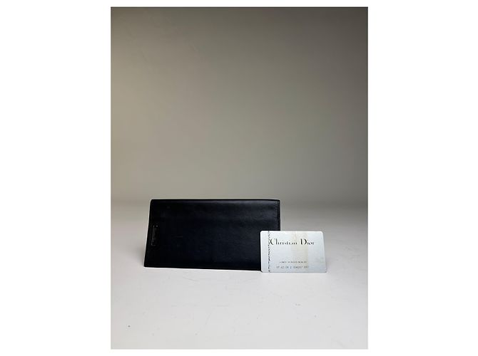 Vintage Dior Smooth Leather Bifold Wallet Black Silver - view 11