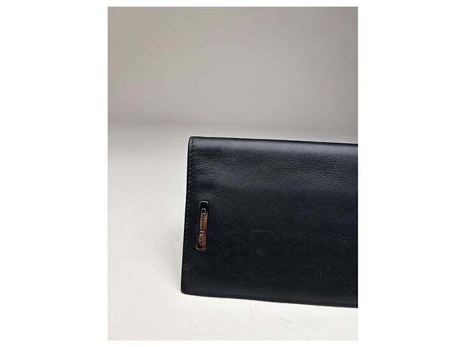 Vintage Dior Smooth Leather Bifold Wallet Black Silver - view 4