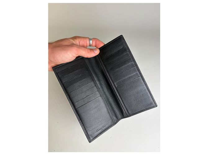 Vintage Dior Smooth Leather Bifold Wallet Black Silver - view 5