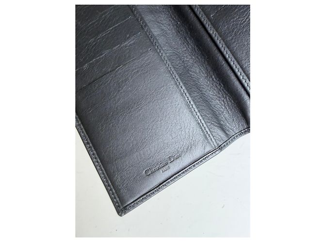 Vintage Dior Smooth Leather Bifold Wallet Black Silver - view 6