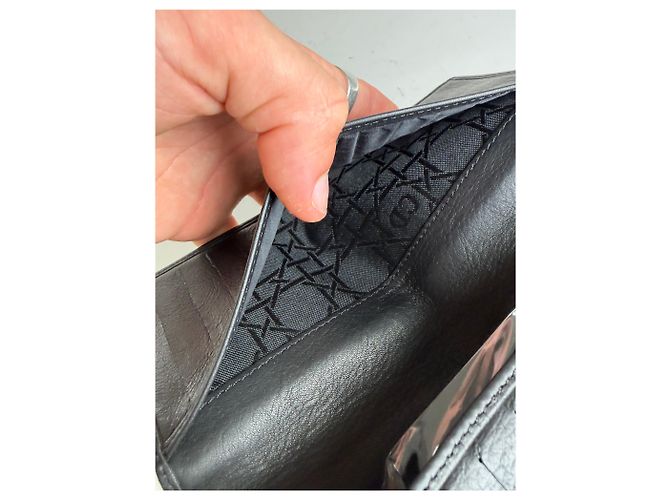 Vintage Dior Smooth Leather Bifold Wallet Black Silver - view 7