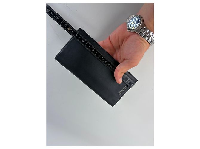 Vintage Dior Smooth Leather Bifold Wallet Black Silver - view 9