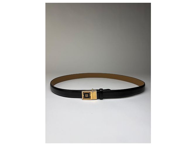 Vintage Givenchy Gürtel aus strukturiertem Leder Schwarz Gold - Ansicht 10