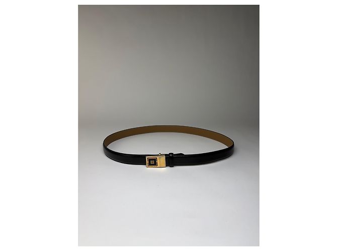 Vintage Givenchy Gürtel aus strukturiertem Leder Schwarz Gold - Ansicht 6