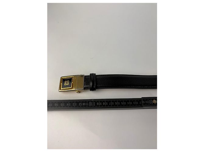 Vintage Givenchy Gürtel aus strukturiertem Leder Schwarz Gold - Ansicht 8