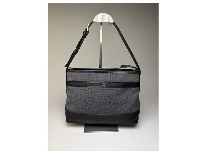 Vintage Courreges Strukturierte Schultertasche Schwarz Grau Blau - Ansicht 12