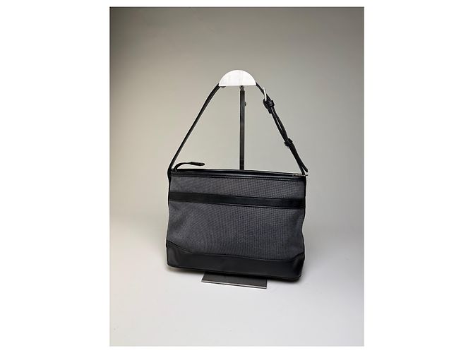 Vintage Courreges Strukturierte Schultertasche Schwarz Grau Blau - Ansicht 13