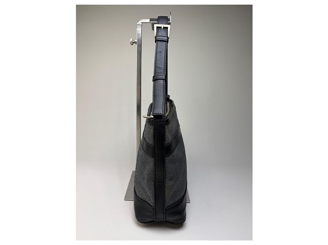 Vintage Courreges Strukturierte Schultertasche Schwarz Grau Blau - Ansicht 5
