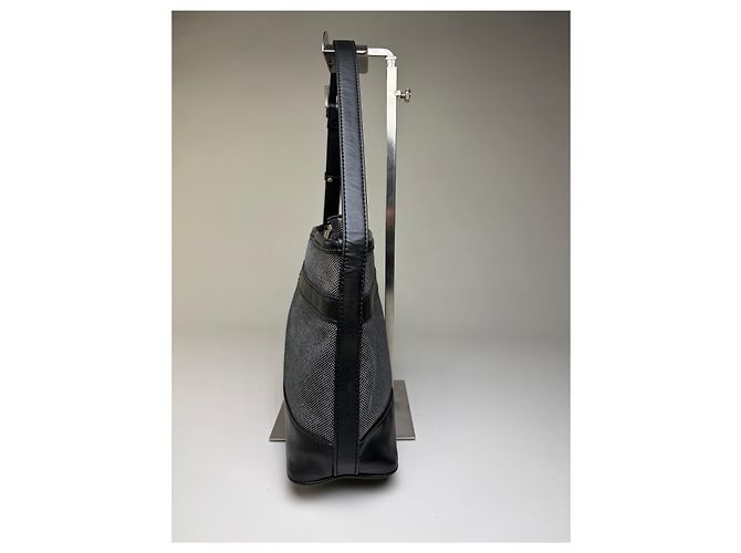 Vintage Courreges Strukturierte Schultertasche Schwarz Grau Blau - Ansicht 7