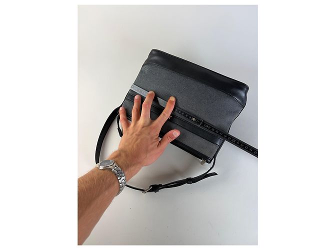 Vintage Courreges Strukturierte Schultertasche Schwarz Grau Blau - Ansicht 9
