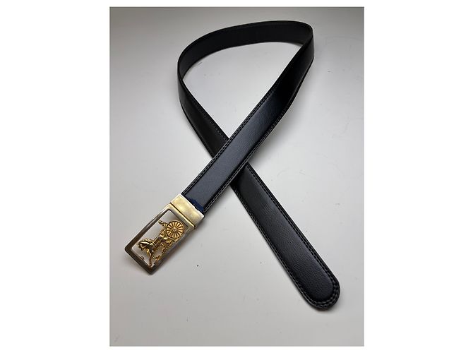 Céline Vintage Celine Ledergürtel Schwarz Goldene Schnalle - Ansicht 5