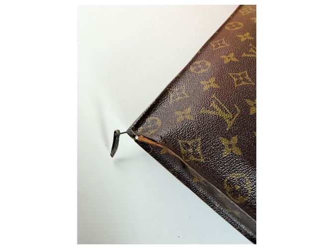 Clutch Vintage Louis Vuitton Monogram Canvas Brown Gold Marrone - vista 12