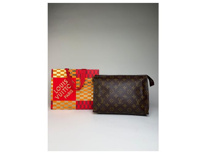 Clutch Vintage Louis Vuitton Monogram Canvas Brown Gold Marrone - vista 14