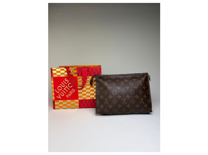 Clutch Vintage Louis Vuitton Monogram Canvas Brown Gold Marrone - vista 2