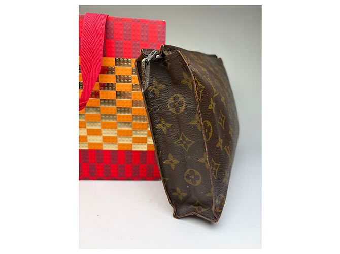 Clutch Vintage Louis Vuitton Monogram Canvas Brown Gold Marrone - vista 6