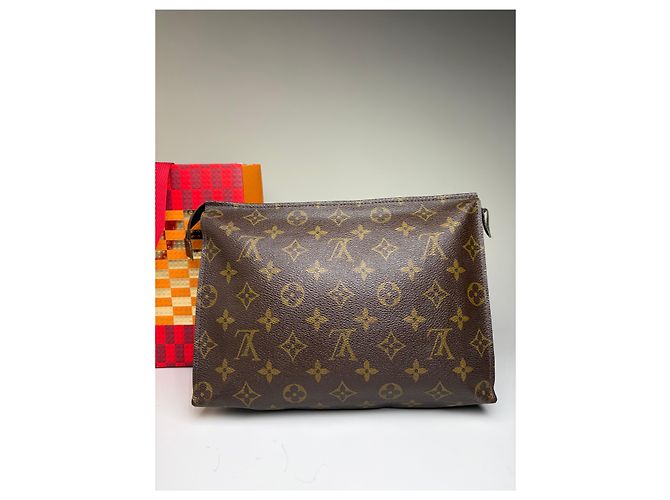 Clutch Vintage Louis Vuitton Monogram Canvas Brown Gold Marrone - vista 7