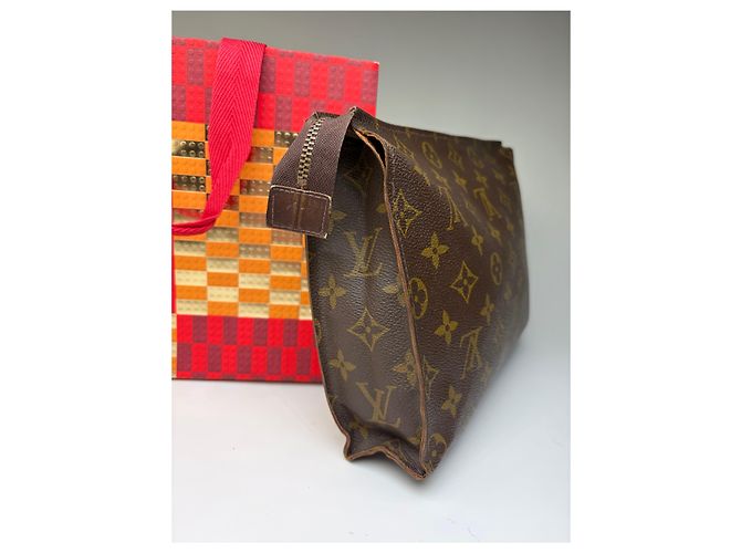 Clutch Vintage Louis Vuitton Monogram Canvas Brown Gold Marrone - vista 9