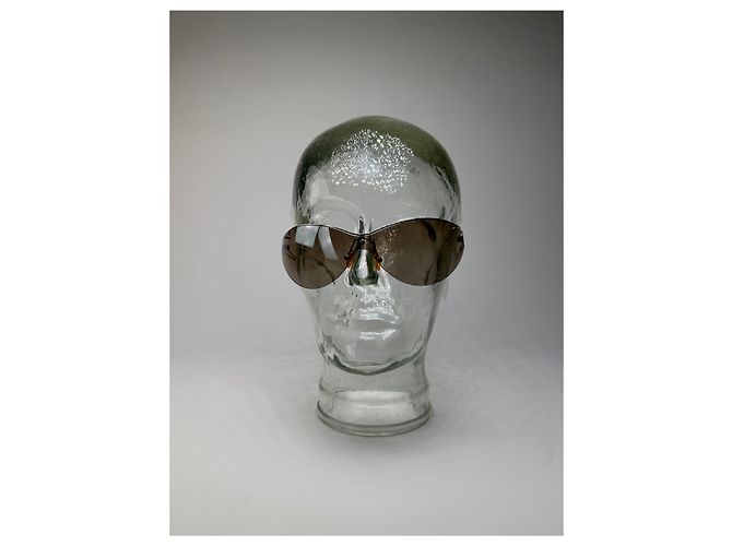 Céline Vintage Celine Shield Sonnenbrille Braun Silber - Ansicht 10