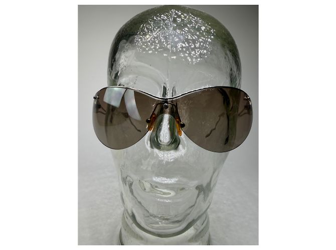 Céline Vintage Celine Shield Sonnenbrille Braun Silber - Ansicht 11