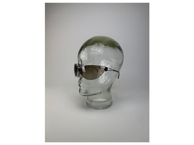 Céline Vintage Celine Shield Sonnenbrille Braun Silber - Ansicht 12
