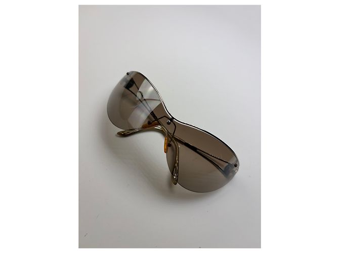 Céline Vintage Celine Shield Sonnenbrille Braun Silber - Ansicht 14