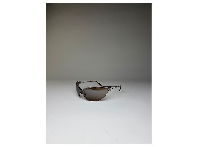 Céline Vintage Celine Shield Sonnenbrille Braun Silber - Ansicht 15