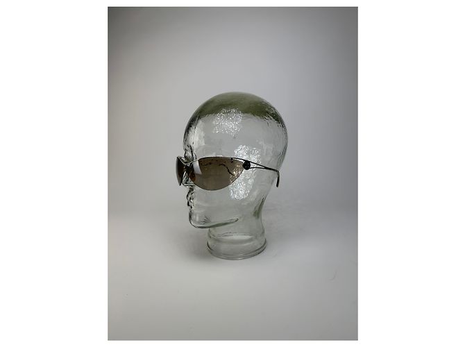 Céline Vintage Celine Shield Sonnenbrille Braun Silber - Ansicht 2