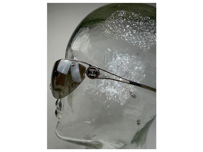 Céline Vintage Celine Shield Sonnenbrille Braun Silber - Ansicht 3
