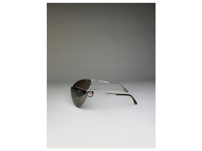 Céline Vintage Celine Shield Sonnenbrille Braun Silber - Ansicht 4
