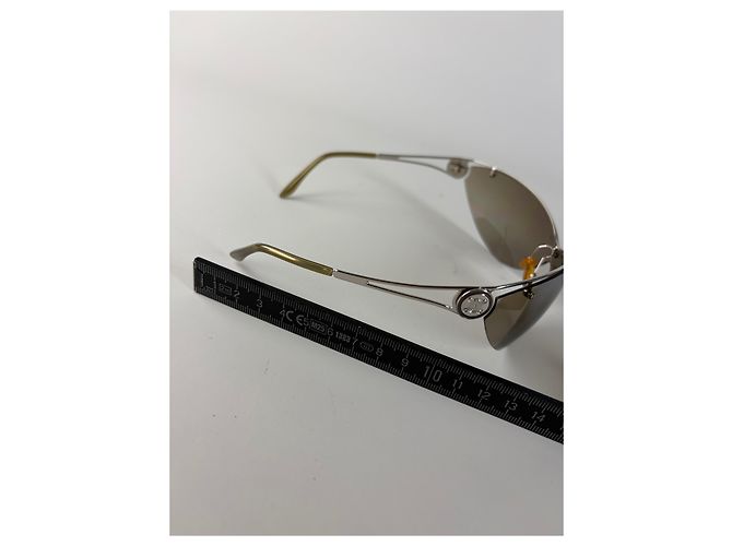 Céline Vintage Celine Shield Sonnenbrille Braun Silber - Ansicht 6