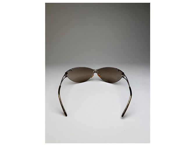 Céline Vintage Celine Shield Sonnenbrille Braun Silber - Ansicht 9