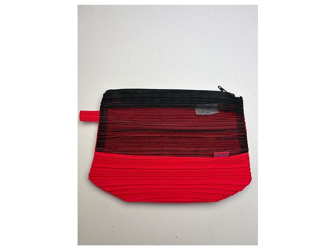 Beauty Case Vintage Issey Miyake Pleats Please Rosso Nero - vista 10