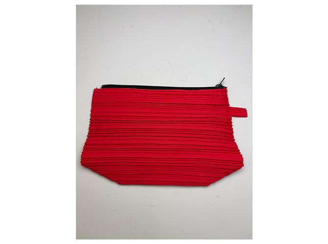 Beauty Case Vintage Issey Miyake Pleats Please Rosso Nero - vista 2