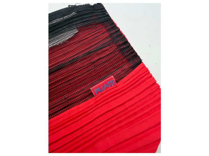 Beauty Case Vintage Issey Miyake Pleats Please Rosso Nero - vista 3