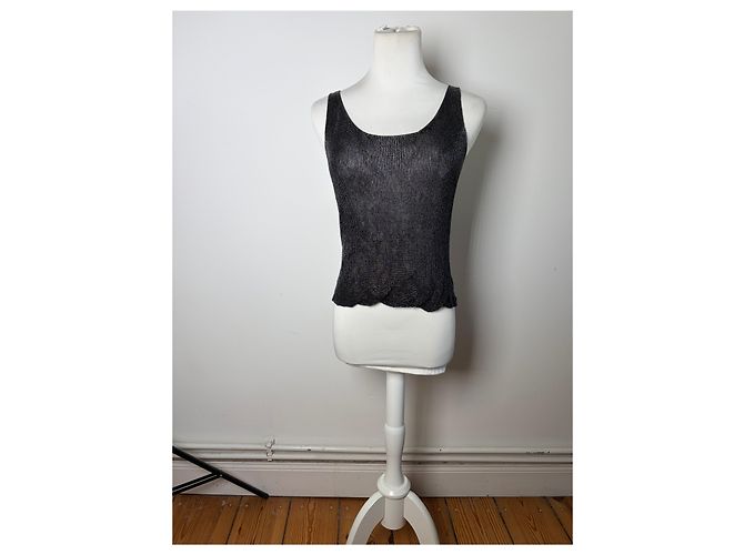 Vintage Issey Miyake ärmelloses Top Black Silver S Schwarz - Ansicht 14