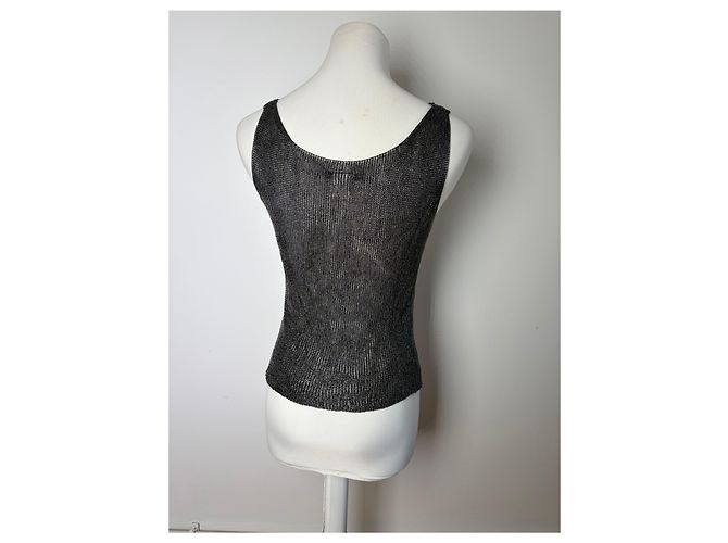 Vintage Issey Miyake ärmelloses Top Black Silver S Schwarz - Ansicht 15