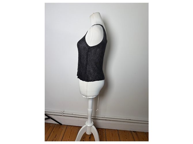 Vintage Issey Miyake ärmelloses Top Black Silver S Schwarz - Ansicht 2