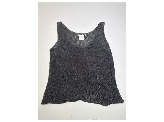 Vintage Issey Miyake ärmelloses Top Black Silver S Schwarz - Ansicht 4