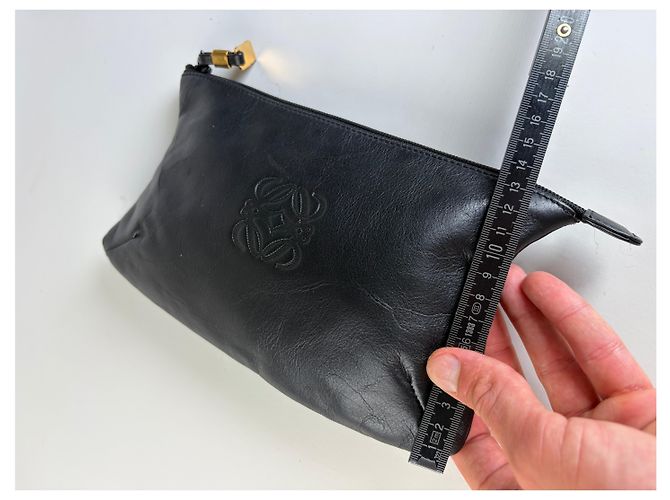 Vintage Loewe Soft Leather Pouch Schwarz Gold - Ansicht 11