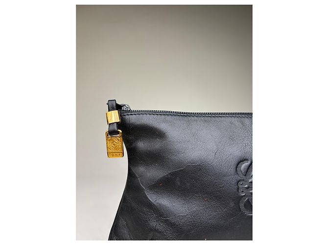 Vintage Loewe Soft Leather Pouch Schwarz Gold - Ansicht 5