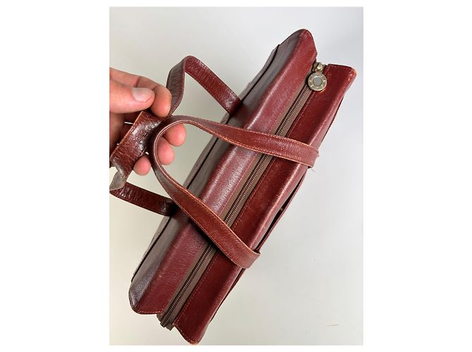 Sac structuré en cuir embossé Givenchy Vintage Burgundy Gold Bordeaux - vue 5