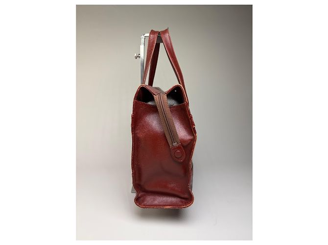 Sac structuré en cuir embossé Givenchy Vintage Burgundy Gold Bordeaux - vue 7