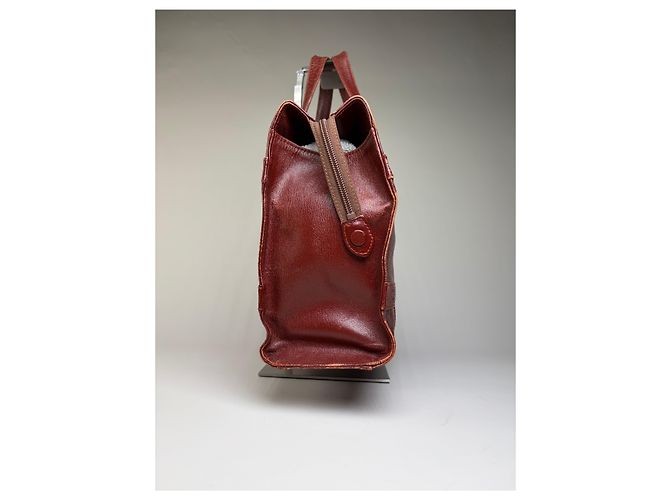 Sac structuré en cuir embossé Givenchy Vintage Burgundy Gold Bordeaux - vue 9