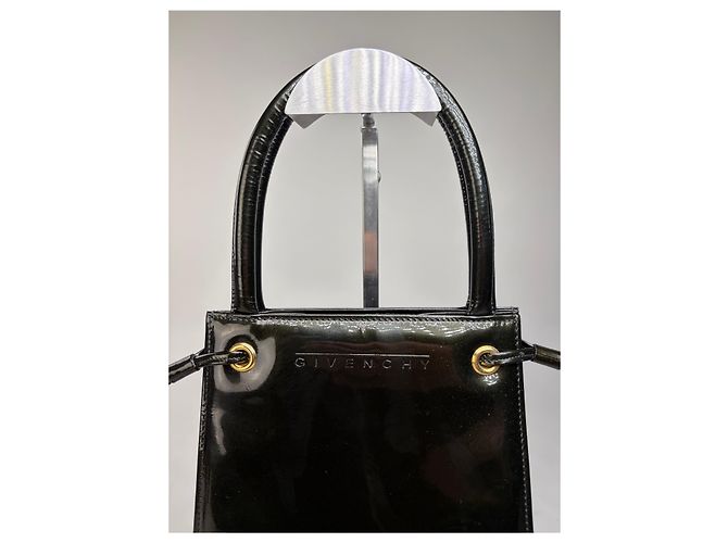Vintage Givenchy Antigona Tote aus Lackleder Schwarz Gold - Ansicht 13