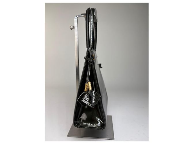 Vintage Givenchy Antigona Tote aus Lackleder Schwarz Gold - Ansicht 7