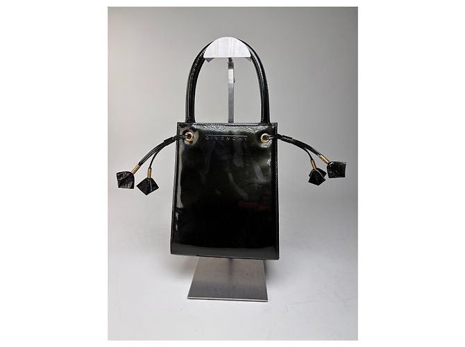 Vintage Givenchy Antigona Tote aus Lackleder Schwarz Gold - Ansicht 8