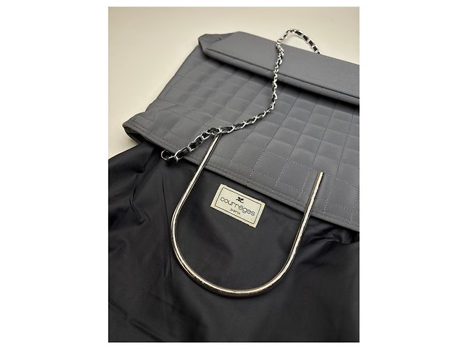 Vintage Courreges Stepp nylon Tote Grey Silver Grau - Ansicht 4