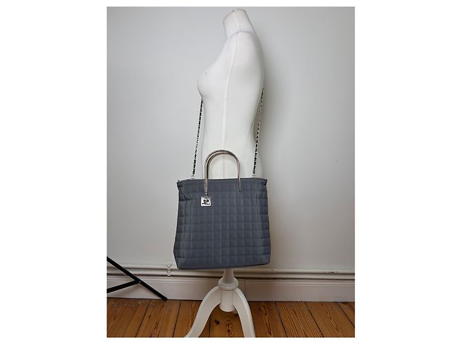 Vintage Courreges Stepp nylon Tote Grey Silver Grau - Ansicht 7
